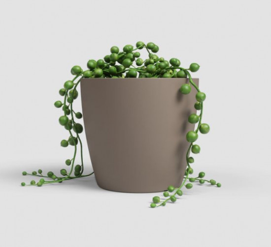 Plastový obal na květináč SAN REMO, průměr 8 cm, taupe-27553