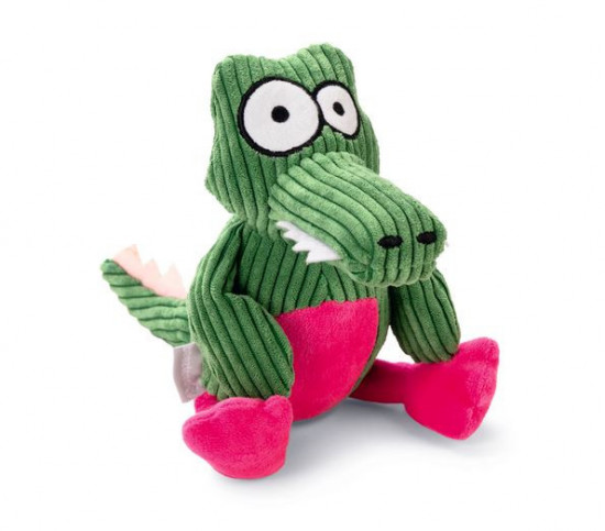 Plyšová hračka pro psy, krokodýl Krok, zeleno - růžová, 25 cm