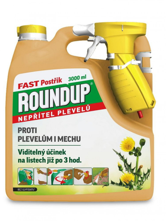 Postřikový likvidátor plevele a mechu, ROUNDUP FAST, balení 3 l