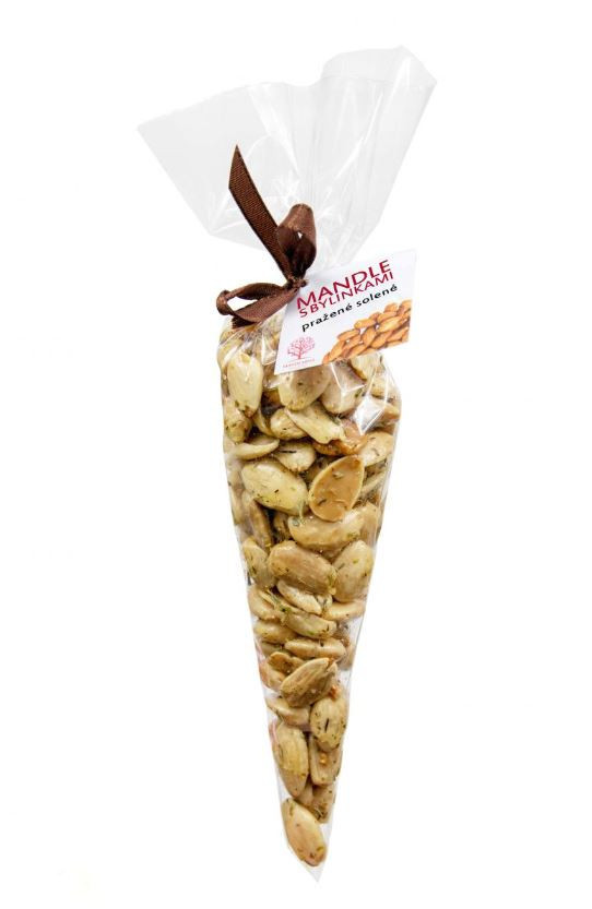 Pražené mandle s bylinkami, Hustopečská mandlárna, kornout, balení 120 g