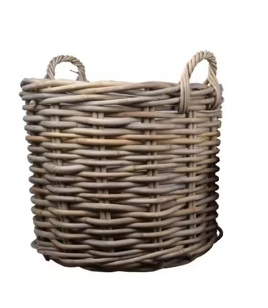 Proutěný koš s uchy, průměr 65 cm, hnědý