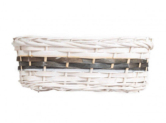 Proutěný obal na květináč, rozměr 26 x 11.5 x 9 cm, bílo - šedý-23830