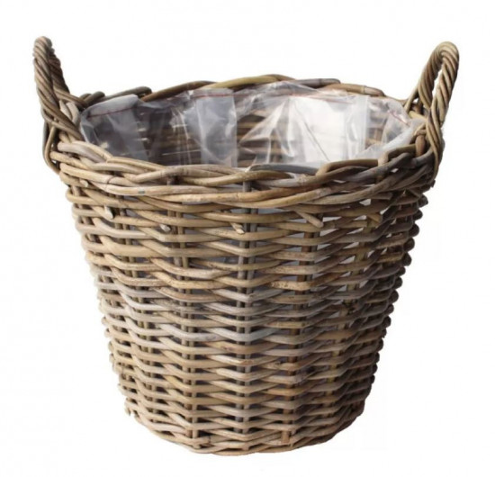 Ratanový obal na květináč s uchy, průměr 30 cm