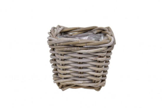 Ratanový obal na květináč, SQUBA, průměr 13 cm, hranatý, béžový
