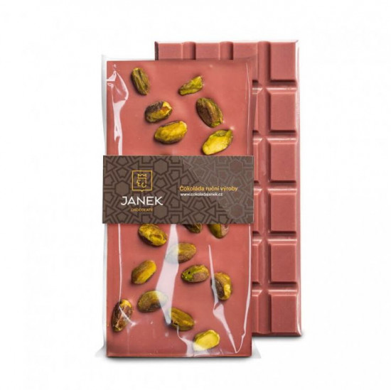 Ruby čokoláda s pistáciemi, Janek, 90 g