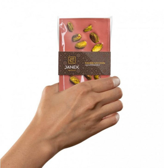 Ruby čokoláda s pistáciemi, Janek, 90 g-27078