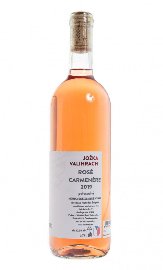 Růžové polosuché víno, Vinařství Josef Valihrach Rosé Carmenére 2019 zemské, 12,5% obj., 0.75 l-8197