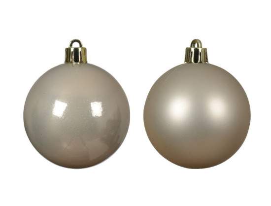 Sada plastových ozdob, průměr 8 cm, krémové, balení 6 ks-29814