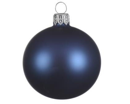 Sada skleněných ozdob, průměr 8 cm, tmavě modré mat, balení 6 ks