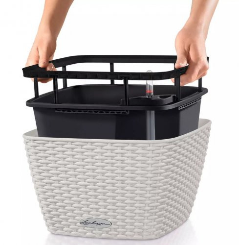 Samozavlažovací květináč Lechuza BACINO Cottage 30, komplet set, světle šedý-24765