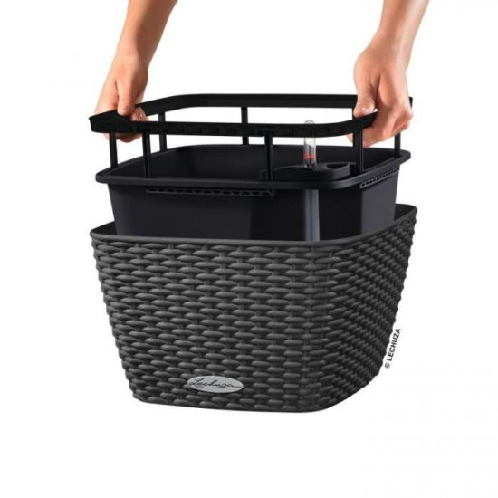 Samozavlažovací květináč Lechuza BACINO Cottage 30, komplet set, žulová šeď-24741