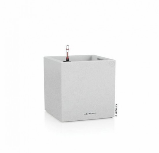 Samozavlažovací květináč Lechuza CANTO STONE SQUARE 40, komplet set, bílý
