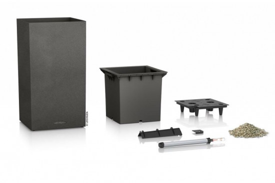 Samozavlažovací květináč Lechuza CANTO STONE TOWER 30, komplet set, černý-25431