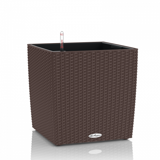 Samozavlažovací květináč Lechuza CUBE Cottage 30, komplet set, moka