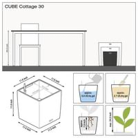 Samozavlažovací květináč Lechuza CUBE Cottage 30, komplet set, moka-2617