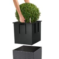 Samozavlažovací květináč Lechuza CUBE Cottage 30, komplet set, žulová šeď-2627