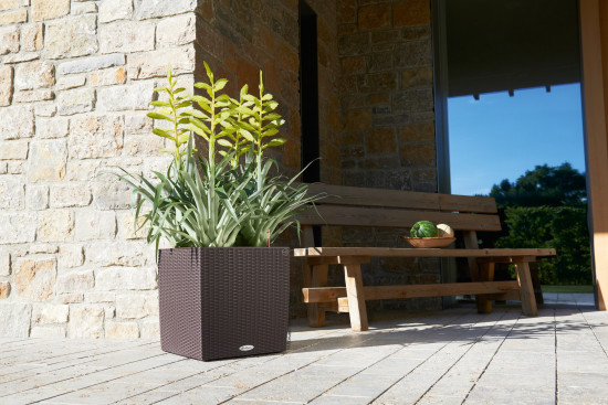 Samozavlažovací květináč Lechuza CUBE Cottage 40, komplet set, moka-1292