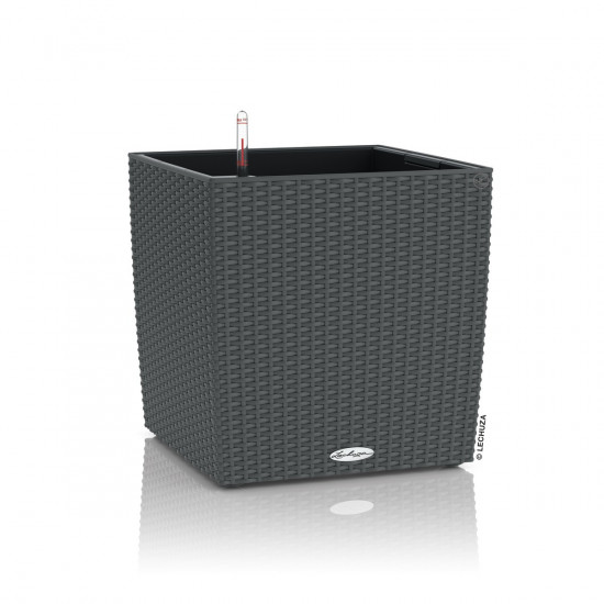 Samozavlažovací květináč Lechuza CUBE Cottage 40, komplet set, žulová šeď