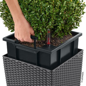 Samozavlažovací květináč Lechuza CUBE Cottage 50, komplet set, žulová šeď-1298