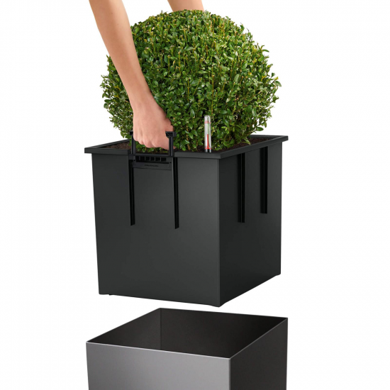 Samozavlažovací květináč Lechuza CUBE Premium 40, komplet set, bílý-2852