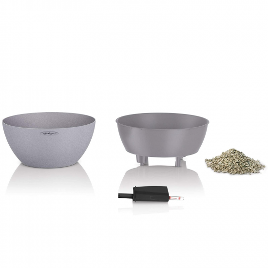 Samozavlažovací květináč Lechuza CUBETO Stone 30, komplet set, šedý-2660