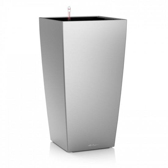 Samozavlažovací květináč Lechuza CUBICO 22, komplet set, stříbrný