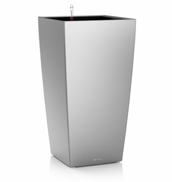 Samozavlažovací květináč Lechuza CUBICO 50, komplet set, stříbrný