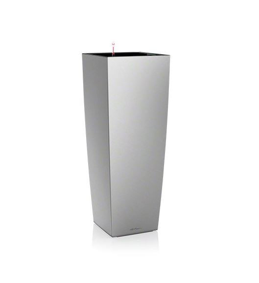 Samozavlažovací květináč Lechuza CUBICO ALTO 40, komplet set, stříbrný