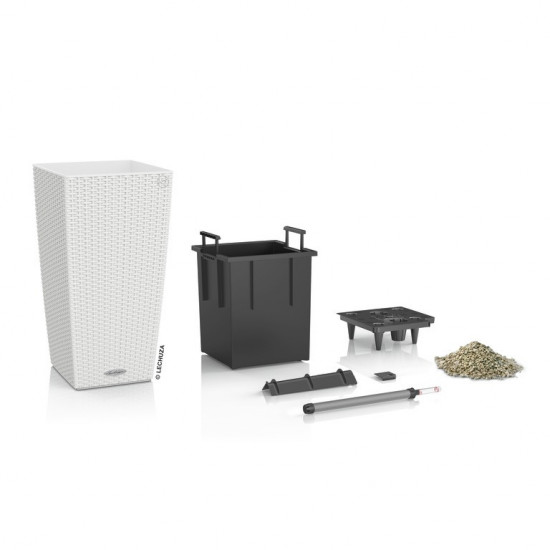 Samozavlažovací květináč Lechuza CUBICO Cottage 30, komplet set, bílý-1315