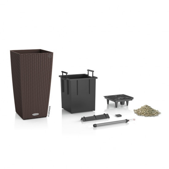 Samozavlažovací květináč Lechuza CUBICO Cottage 30, komplet set, moka-1420