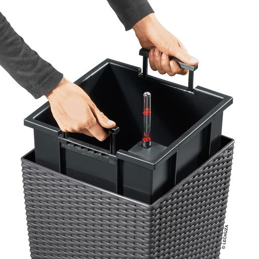 Samozavlažovací květináč Lechuza CUBICO Cottage 30, komplet set, žulová šeď-1415