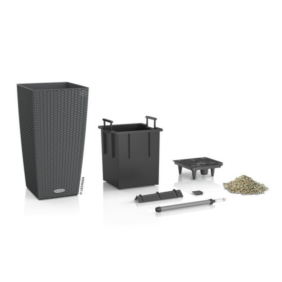 Samozavlažovací květináč Lechuza CUBICO Cottage 30, komplet set, žulová šeď-1452