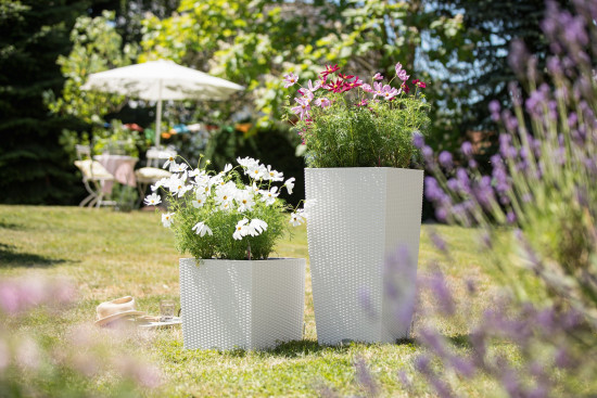 Samozavlažovací květináč Lechuza CUBICO Cottage 40, komplet set, bílý-1379