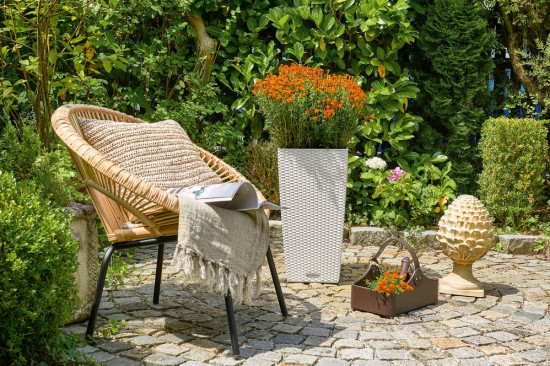Samozavlažovací květináč Lechuza CUBICO Cottage 40, komplet set, bílý-1447