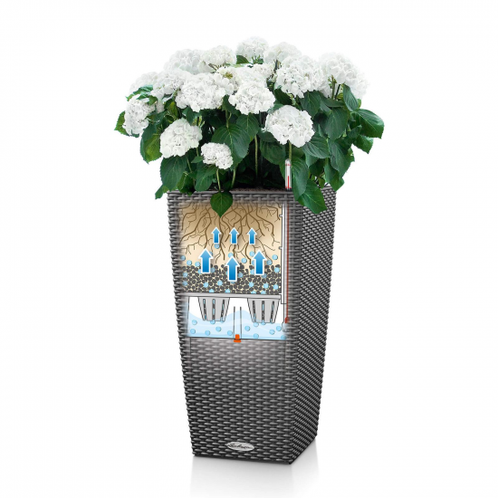 Samozavlažovací květináč Lechuza CUBICO Cottage 40, komplet set, moka-2613