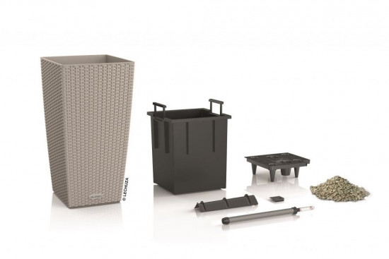 Samozavlažovací květináč Lechuza CUBICO Cottage 40, komplet set, pískový-25297