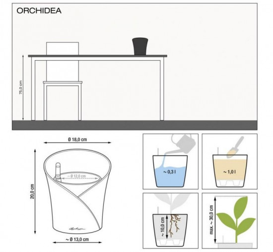 Samozavlažovací květináč Lechuza ORCHIDEA 18, komplet set, červený mat-24882