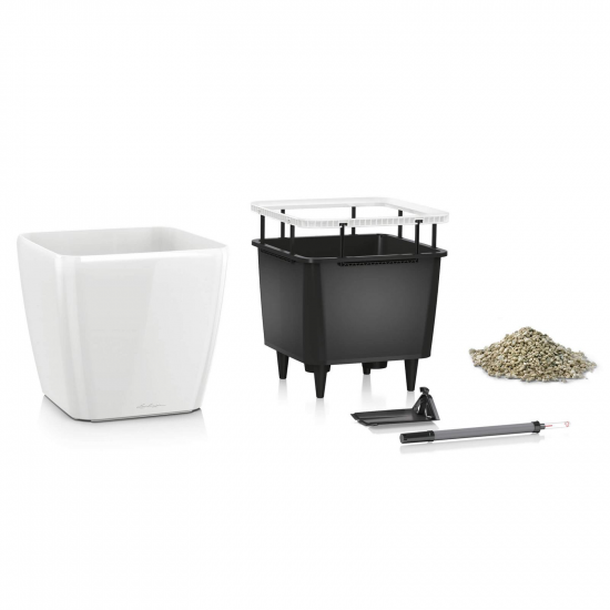 Samozavlažovací květináč Lechuza QUADRO LS 35, komplet set, bílý-3028
