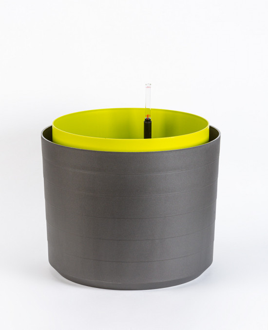 Samozavlažovací květináč Plastia BERBERIS 55 - komplet set, antracitovo-zelený