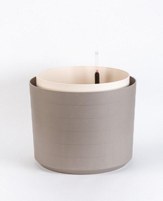Samozavlažovací květináč Plastia BERBERIS 55 - komplet set, taupe-slonová kost