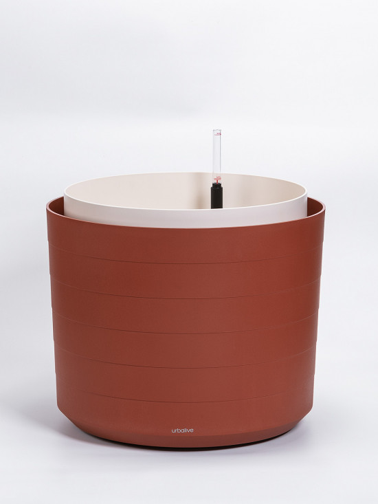 Samozavlažovací květináč Plastia BERBERIS 55 - komplet set, terakota-slonová kost