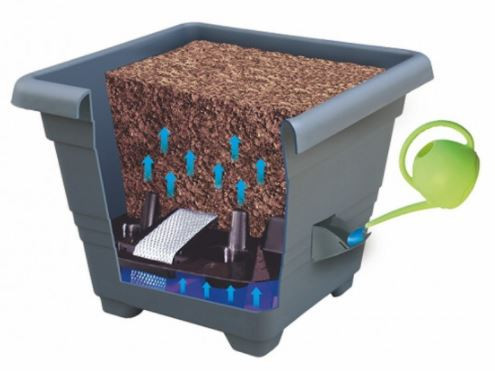 Samozavlažovací květináč Plastia BERGAMOT 50, antracitový-6162