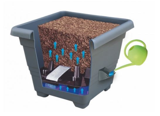 Samozavlažovací květináč Plastia BERGAMOT 50, čokoládový-6207