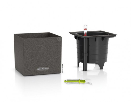 Samozavlažovací stolní květináč Lechuza CANTO STONE 14, komplet set, černý-25361