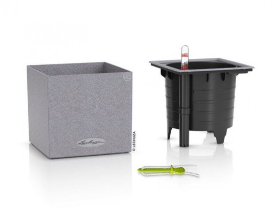 Samozavlažovací stolní květináč Lechuza CANTO STONE 14, komplet set, šedý-25356