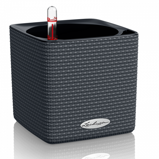 Samozavlažovací stolní květináč Lechuza CUBE Color 14, komplet set, břidlicový