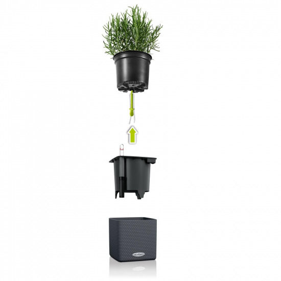 Samozavlažovací stolní květináč Lechuza CUBE Color 14, komplet set, břidlicový-2688