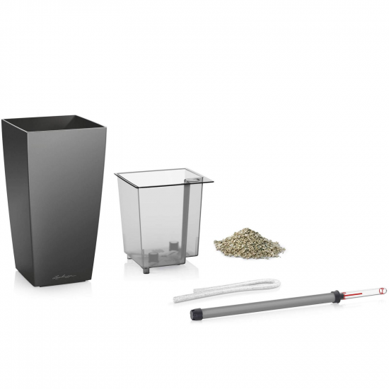 Samozavlažovací stolní květináč Lechuza MAXI CUBI 14, komplet set, antracitový-3111
