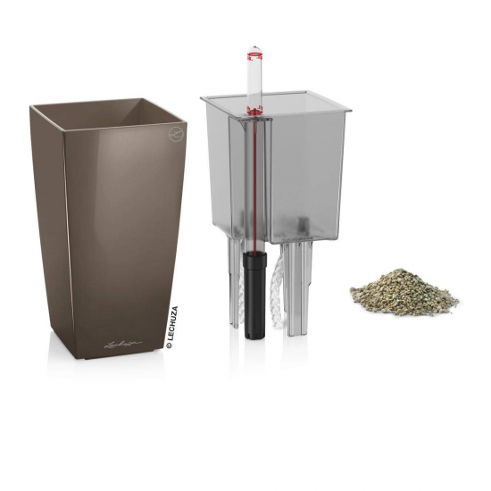 Samozavlažovací stolní květináč Lechuza MAXI CUBI 14, komplet set, taupe-3117