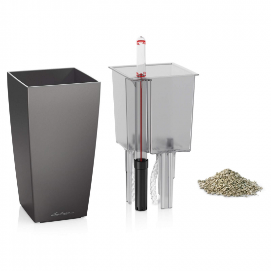 Samozavlažovací stolní květináč Lechuza MINI CUBI 9, komplet set, antracitový-3075